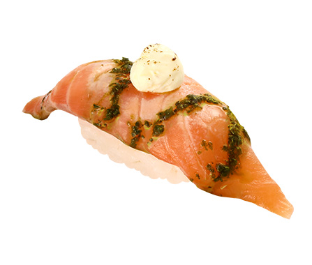 青醬奶油乳酪生鮭魚(一貫)
